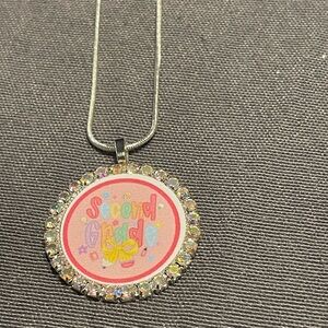 Charming Second Grade Pendant Necklace with Pink and Silver